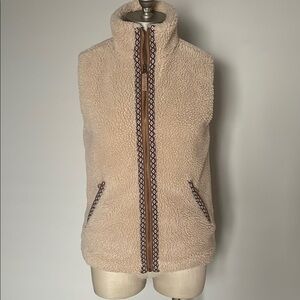 Faherty ashbury tan sherpa fleece lined vest size XS